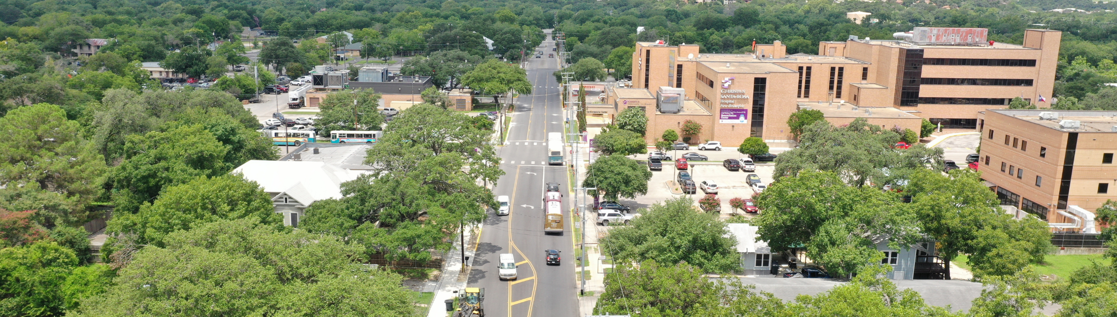 Aerial shot of Union Avenue near Christus Santa Rosa Hospital - New Braunfels