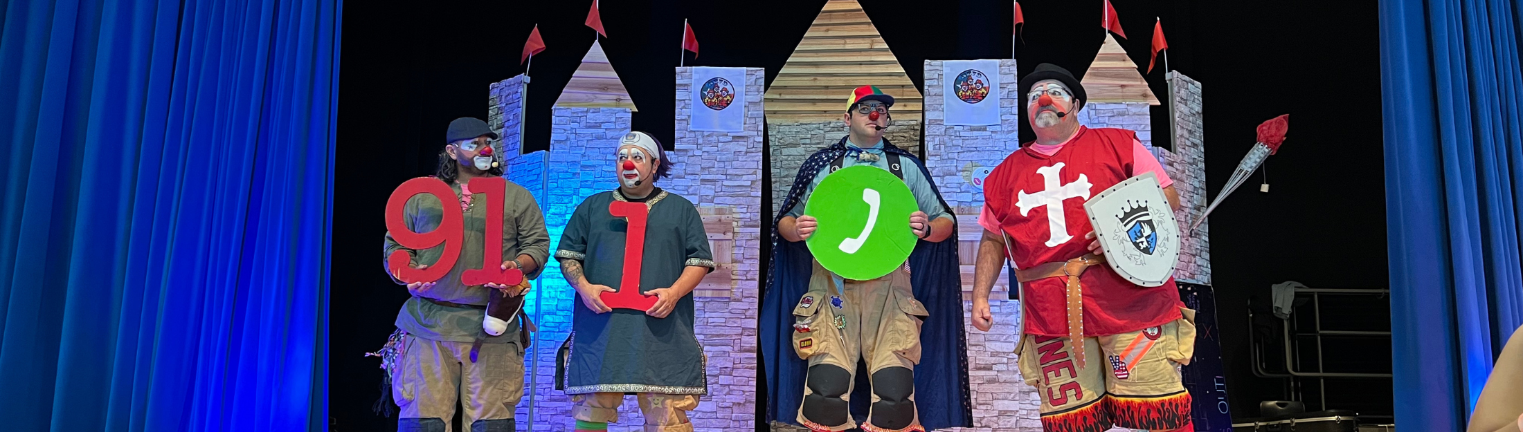 Life and Fire Safety Clowns at a school doing community outreach