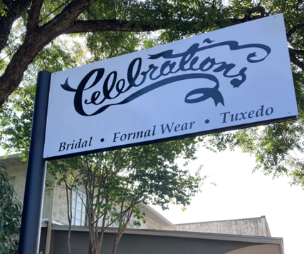 Celebrations Bridal and Formal Wear Sign