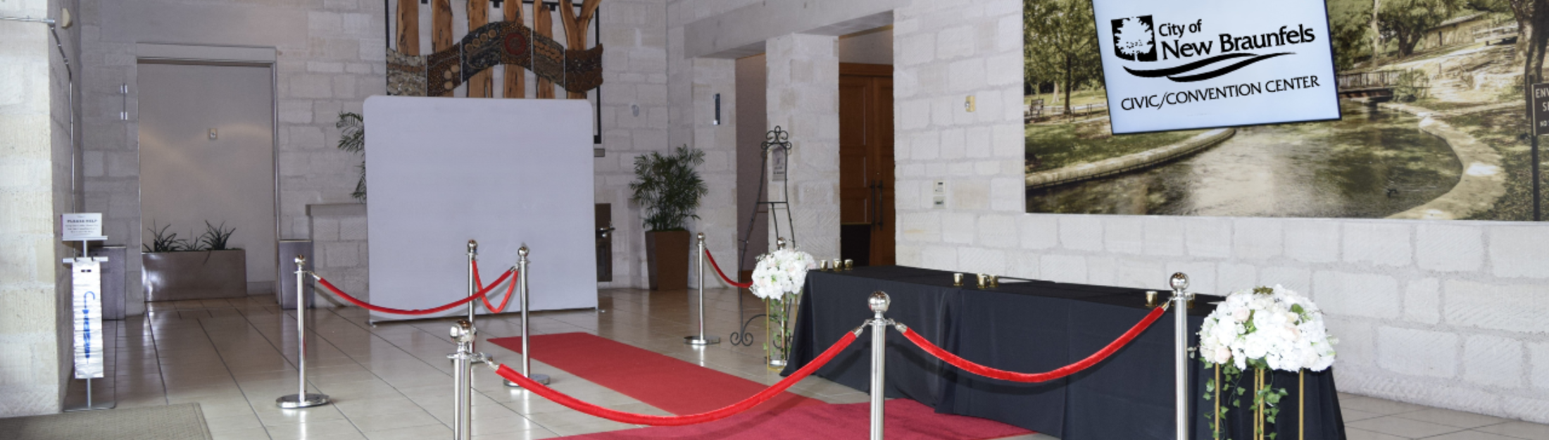 Civic and Convention Center Main Entrance with Red Velvet Ropes and a Red Carpet